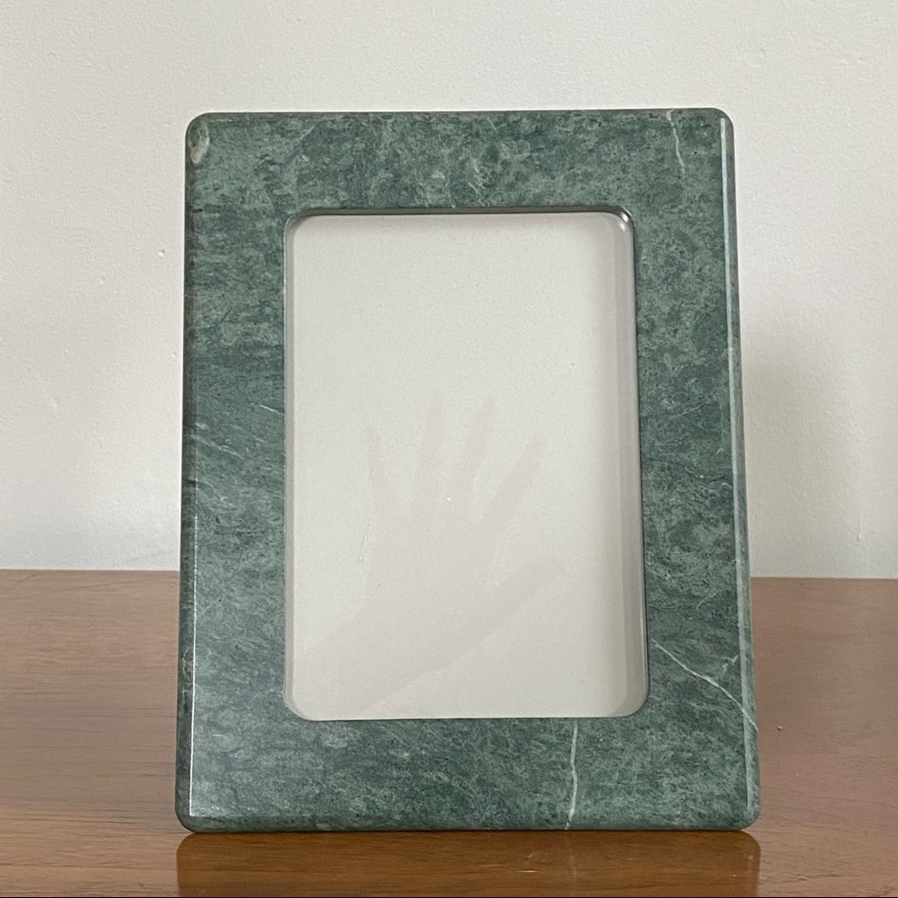 Vintage mirror in green marble frame, made in Taiwan